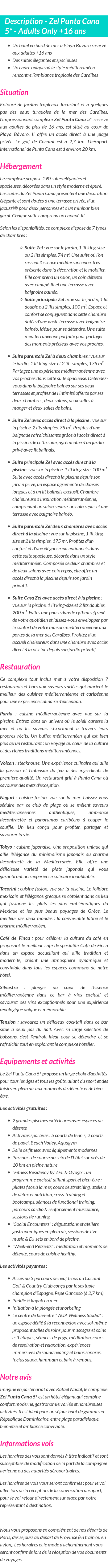 Détails du séjour