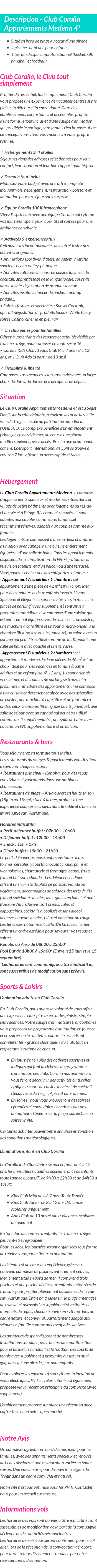 Détails du séjour