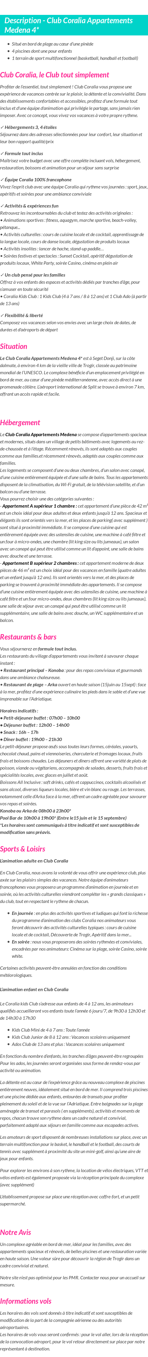Détails du séjour
