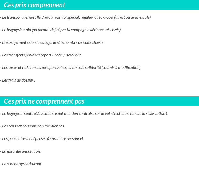 Conditions tarifaires