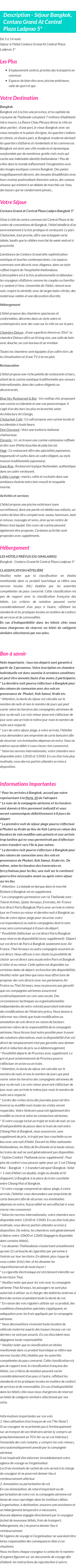 Détails du séjour
