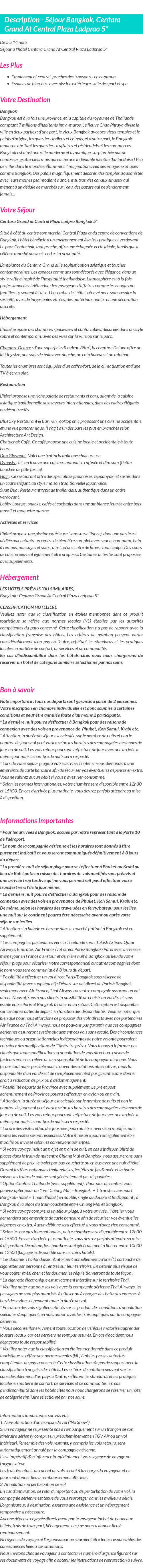 Détails du séjour
