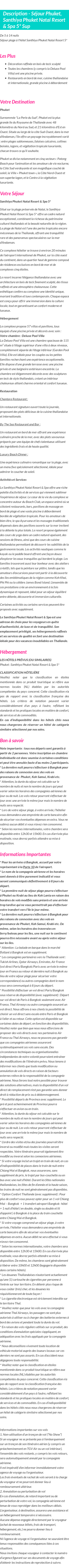 Détails du séjour