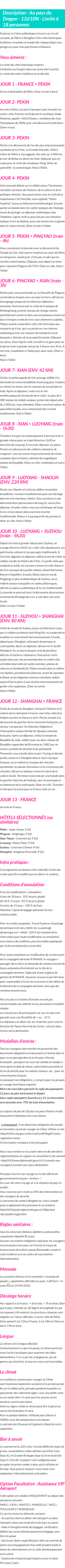 Détails du séjour
