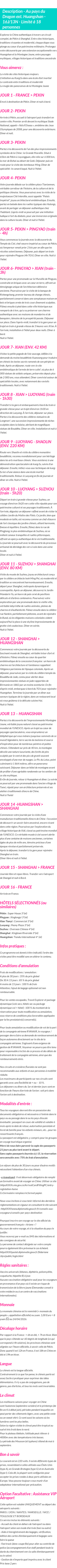 Détails du séjour