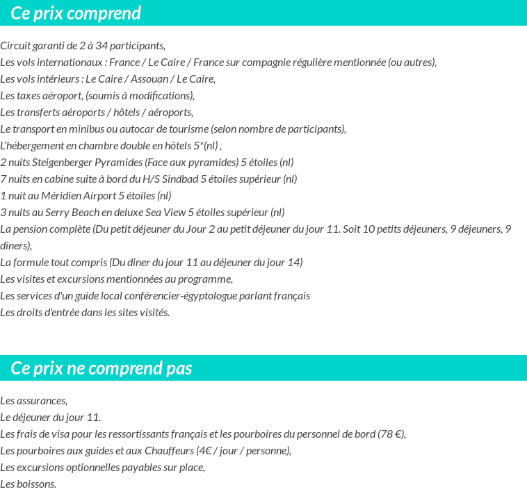 Conditions tarifaires