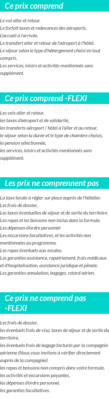 Conditions tarifaires