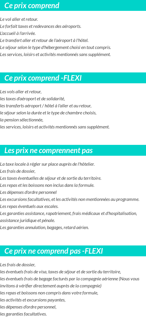 Conditions tarifaires