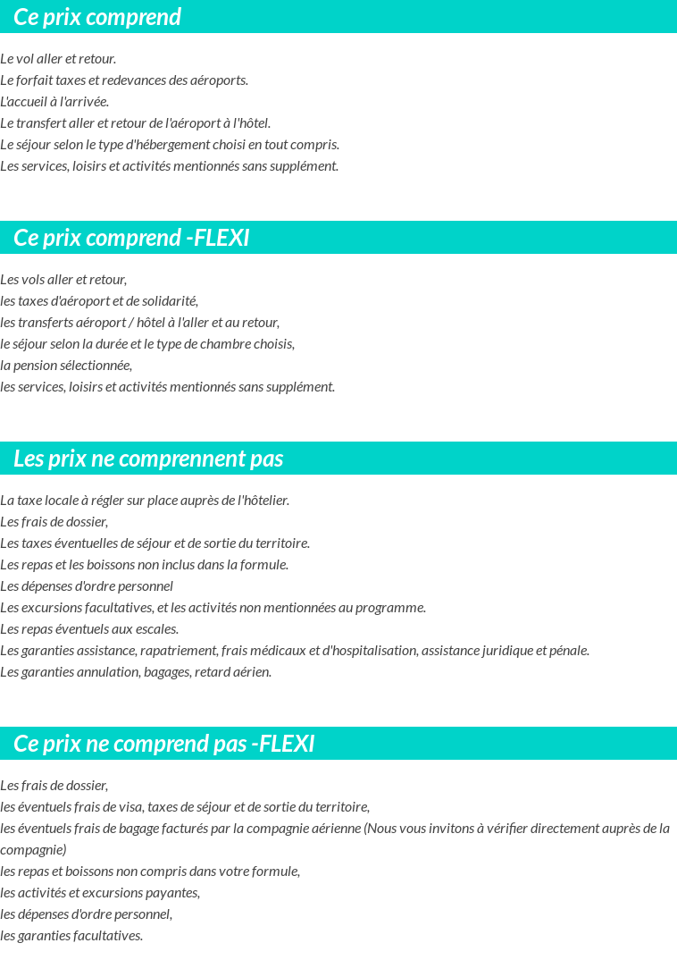Conditions tarifaires