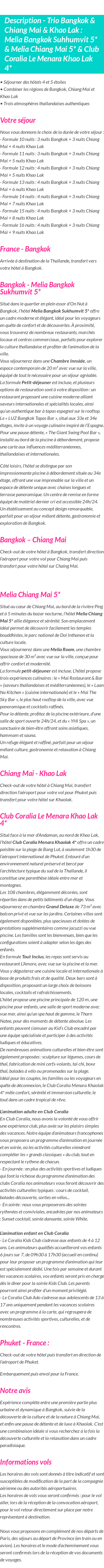 Détails du séjour