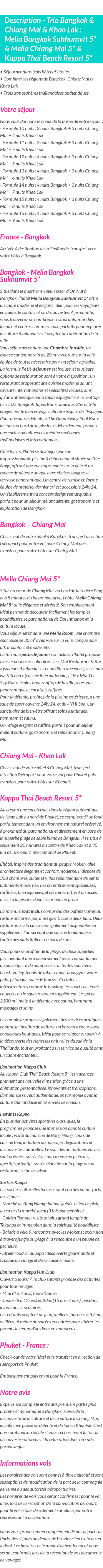 Détails du séjour