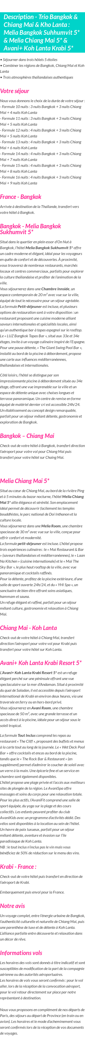 Détails du séjour