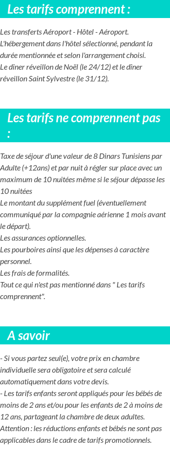 Conditions tarifaires