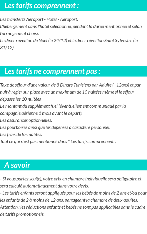 Conditions tarifaires