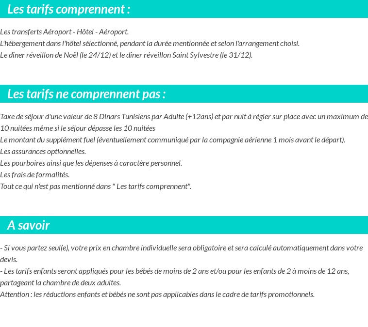 Conditions tarifaires