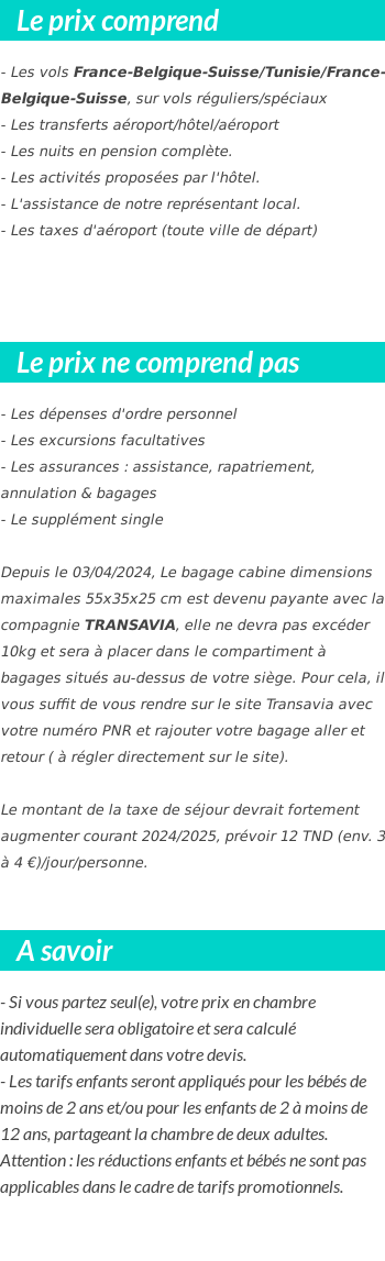 Conditions tarifaires