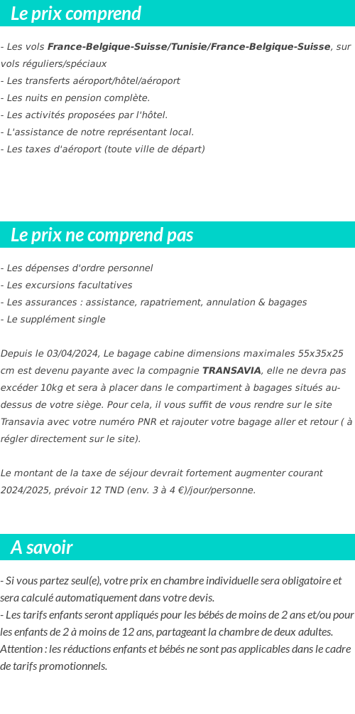Conditions tarifaires