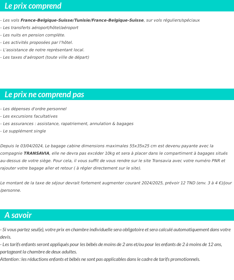 Conditions tarifaires