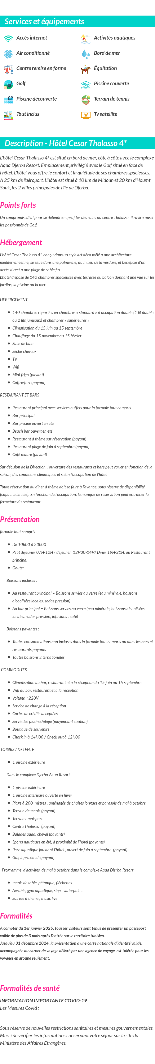 Détails du séjour