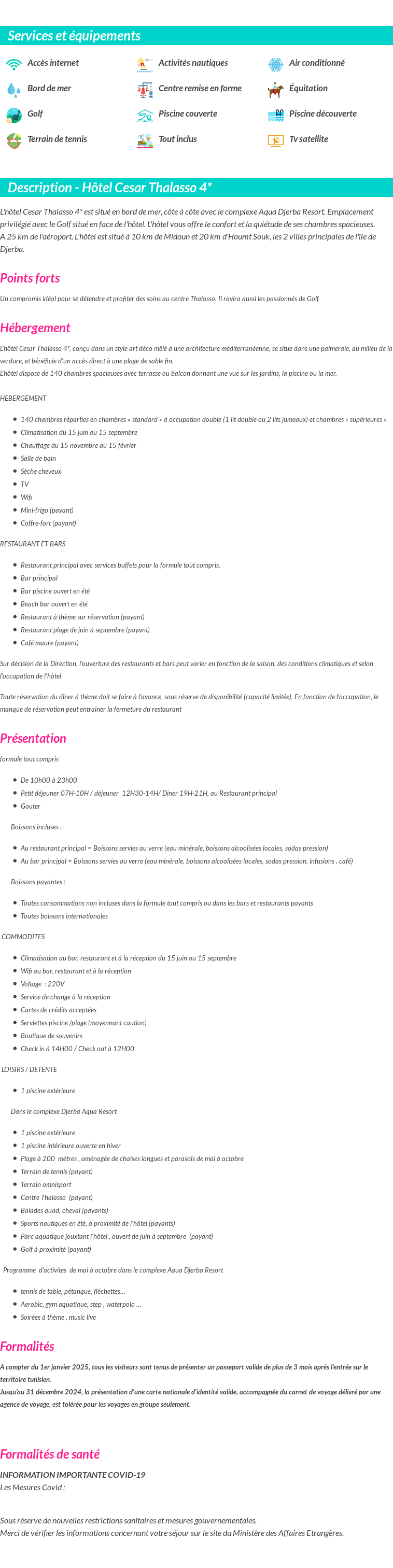 Détails du séjour