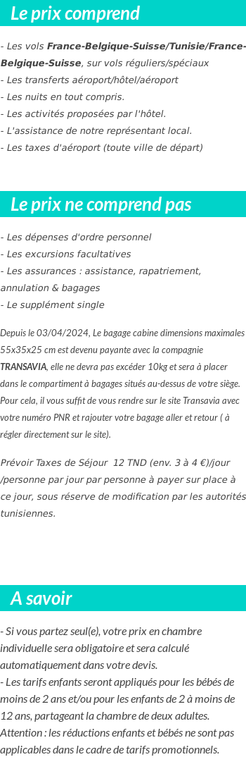 Conditions tarifaires