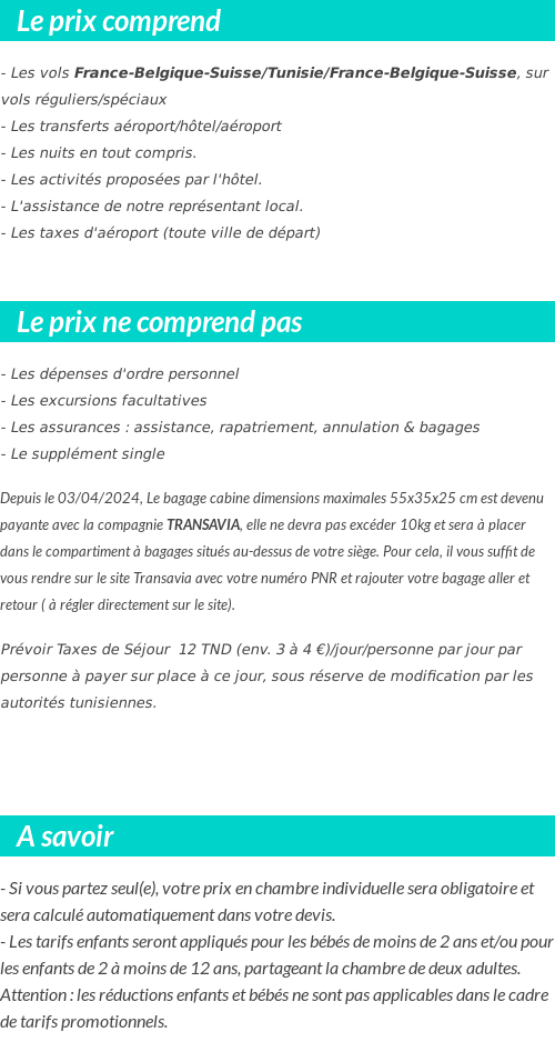 Conditions tarifaires