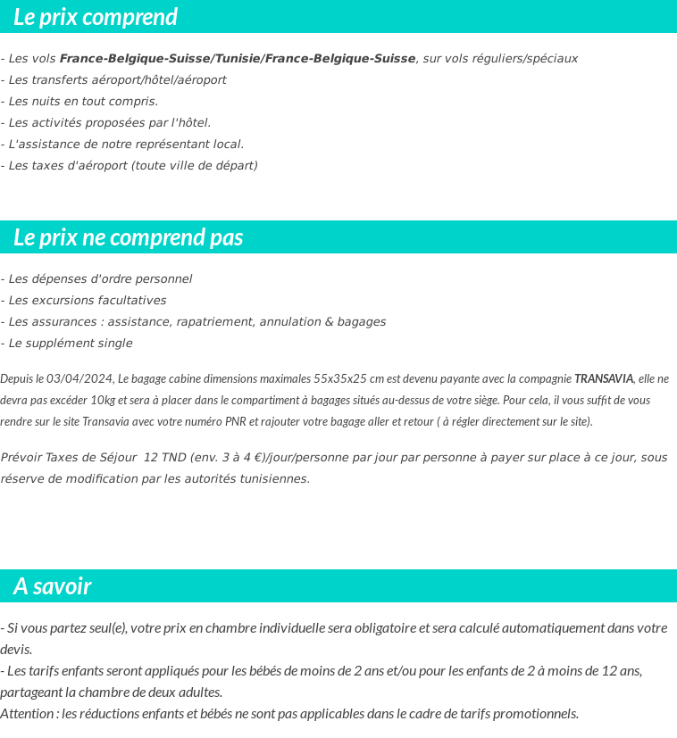 Conditions tarifaires