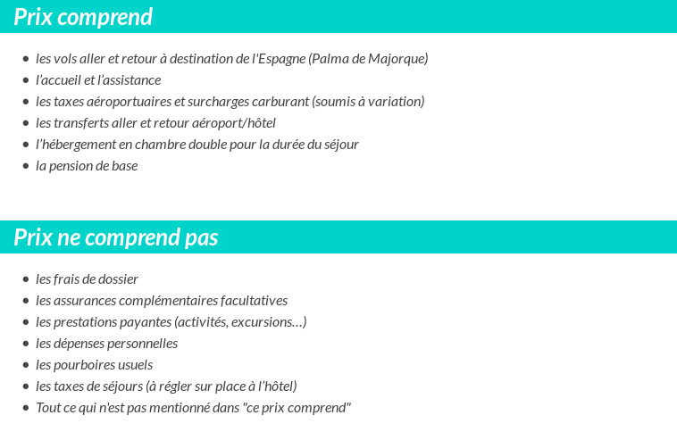 Conditions tarifaires