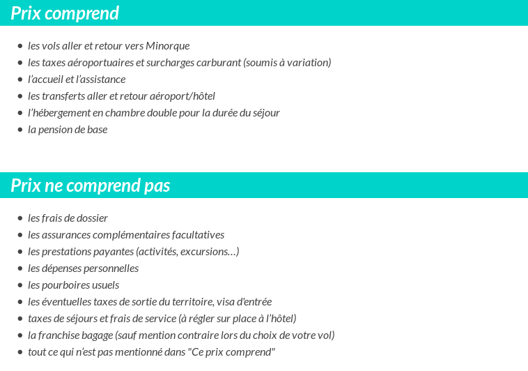 Conditions tarifaires