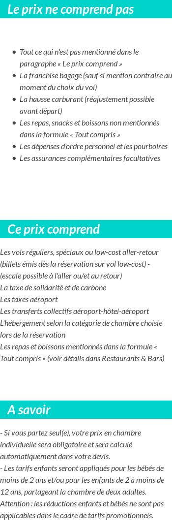 Conditions tarifaires