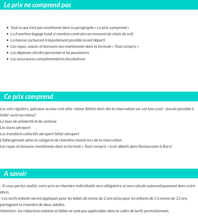Conditions tarifaires