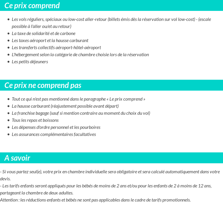 Conditions tarifaires