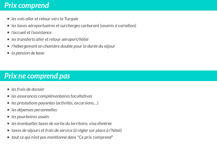 Conditions tarifaires