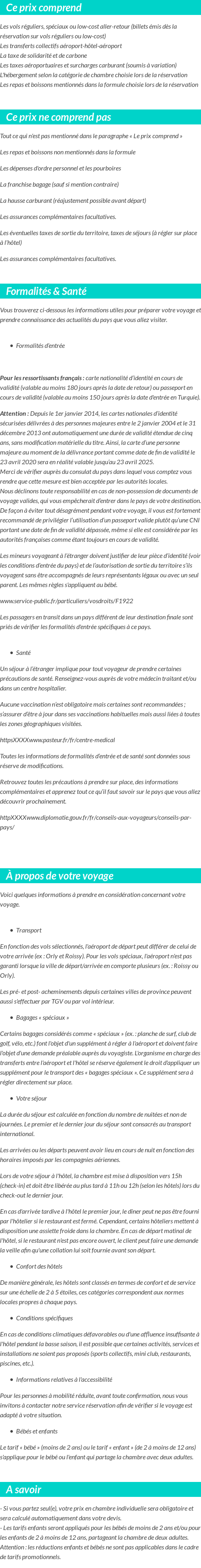 Conditions tarifaires