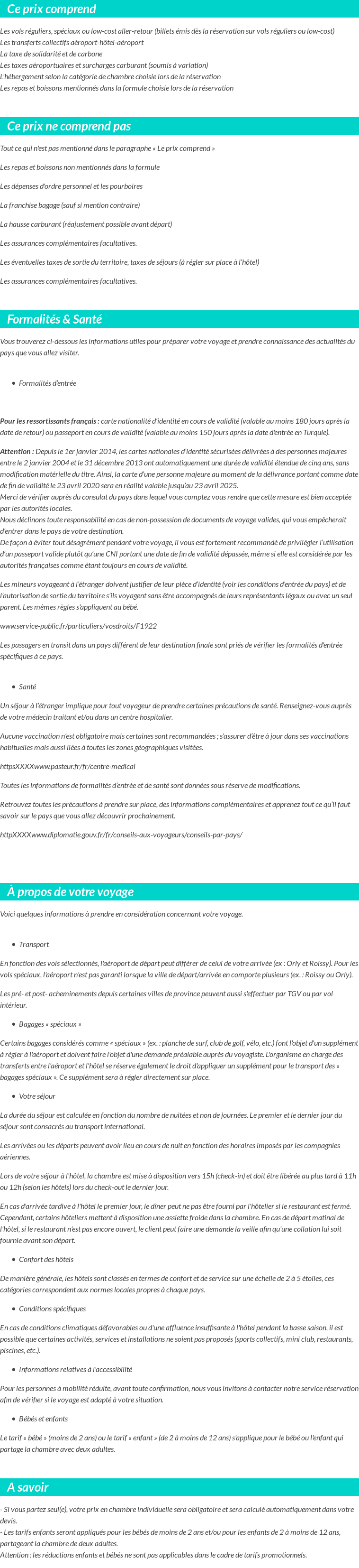 Conditions tarifaires
