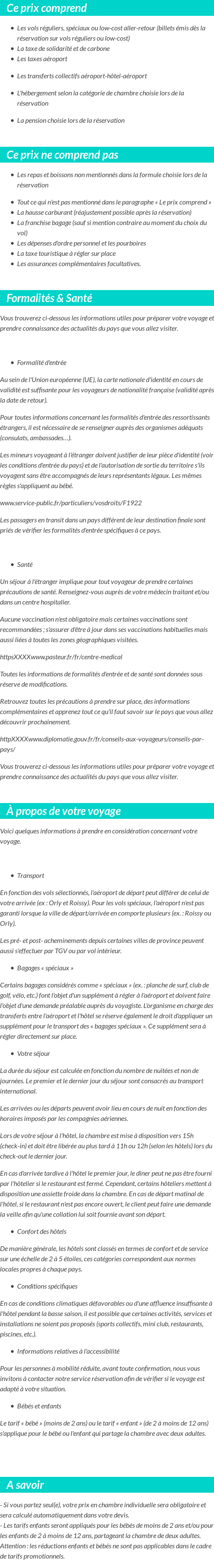 Conditions tarifaires