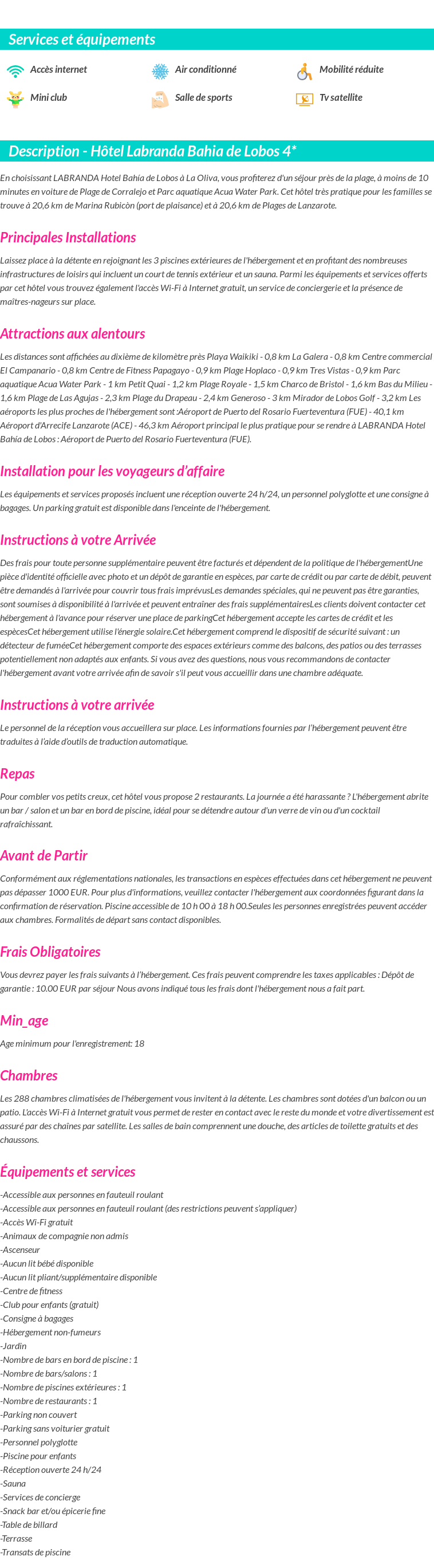 Détails du séjour