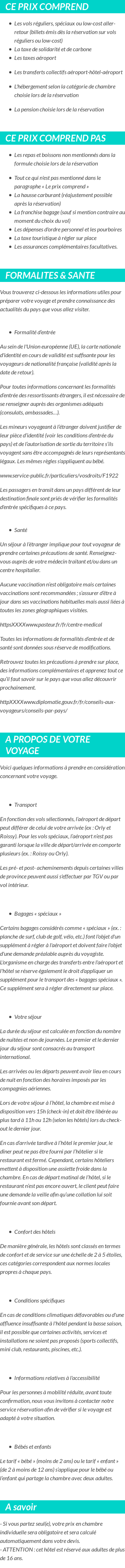 Conditions tarifaires