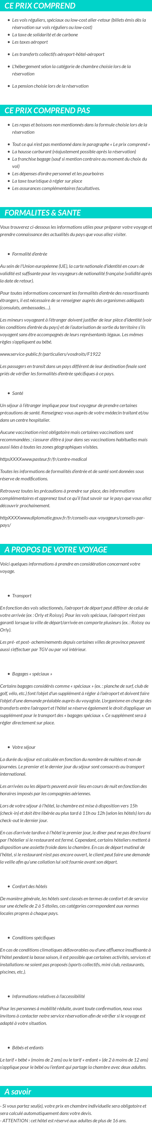 Conditions tarifaires
