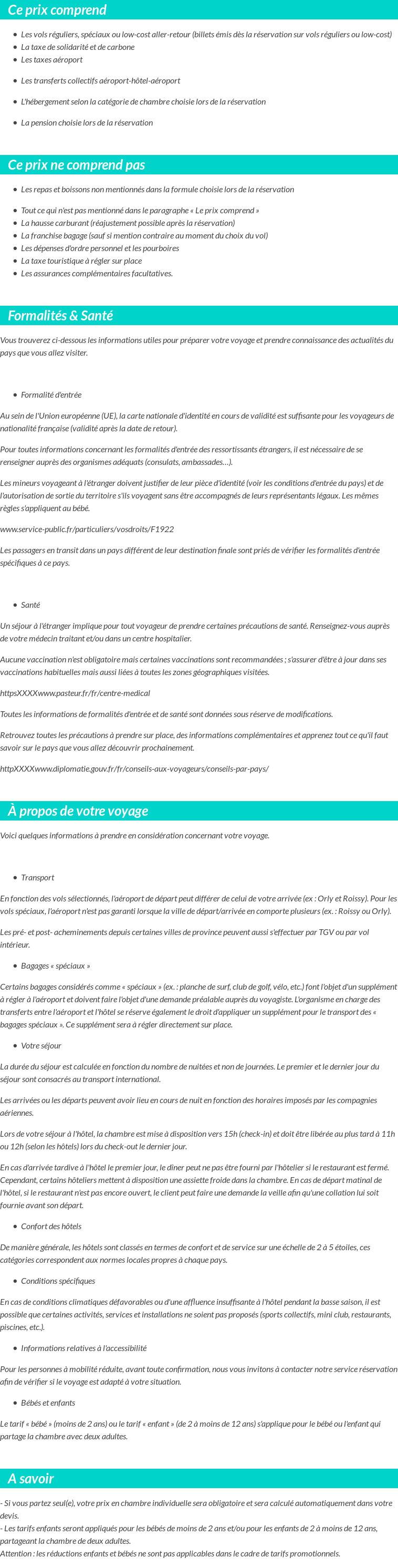 Conditions tarifaires