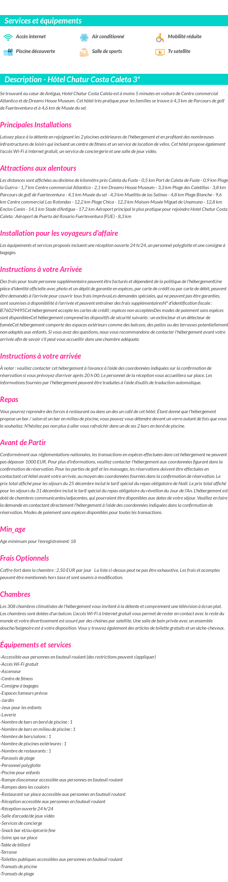 Détails du séjour