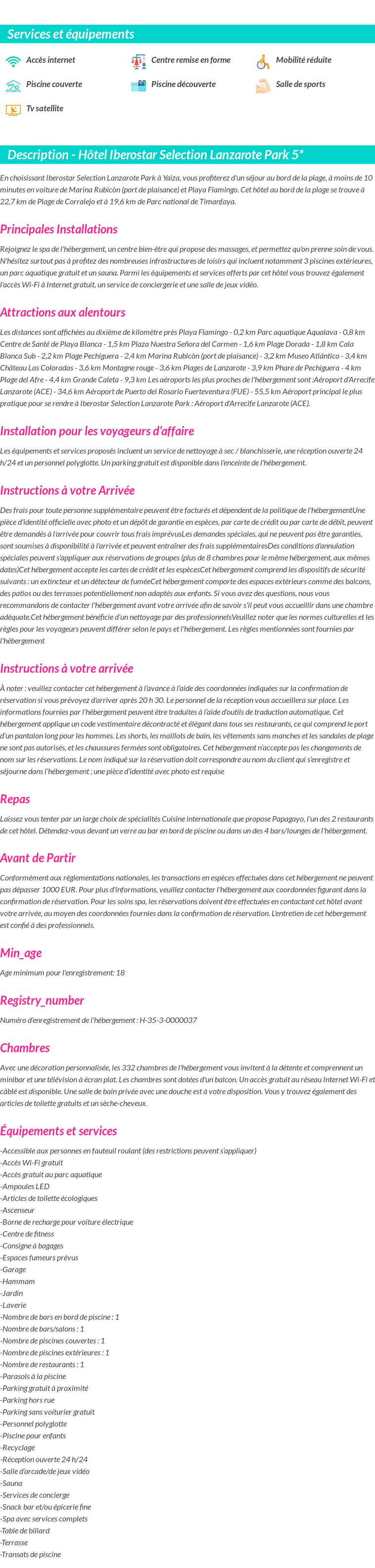 Détails du séjour