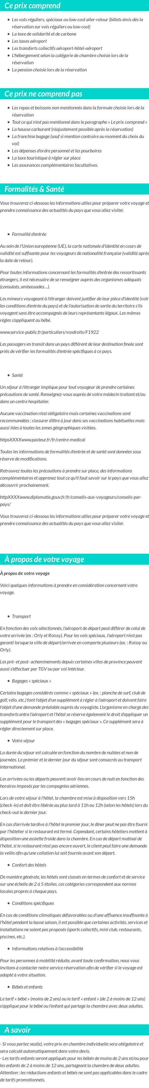 Conditions tarifaires