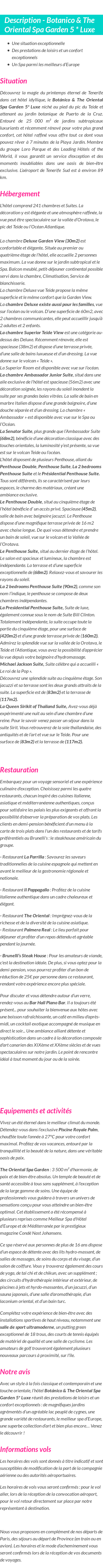 Détails du séjour
