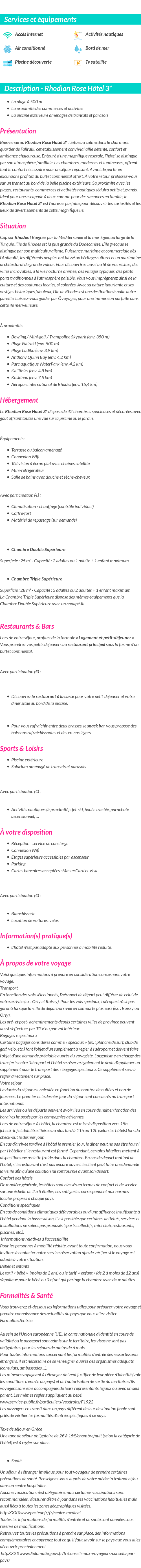 Détails du séjour