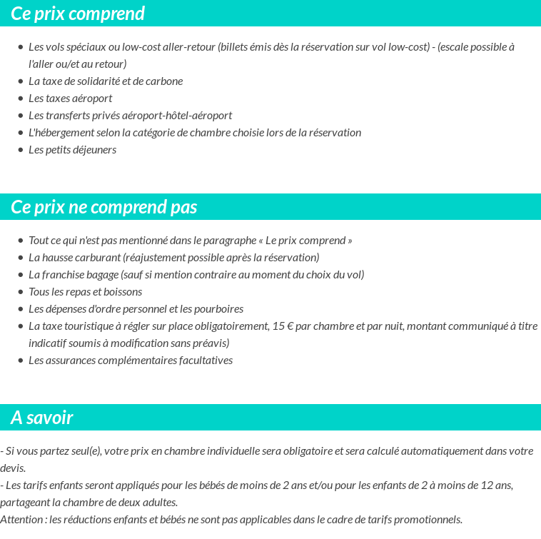 Conditions tarifaires