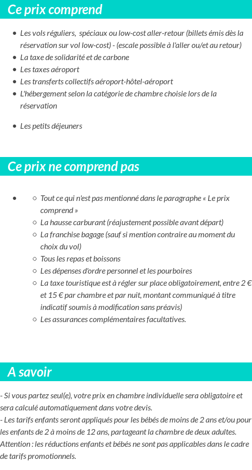 Conditions tarifaires
