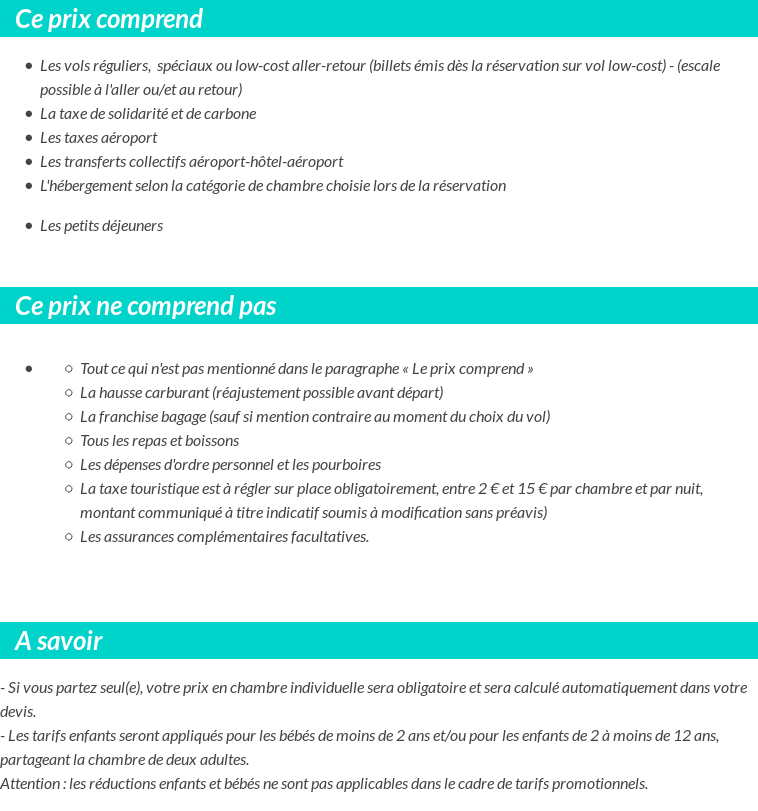 Conditions tarifaires