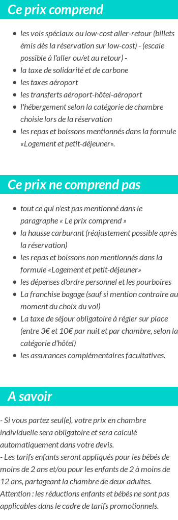 Conditions tarifaires