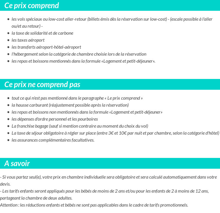 Conditions tarifaires